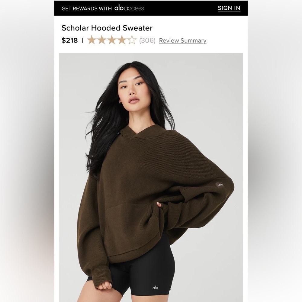 ALO Yoga Scholar Hooded Sweater Espresso